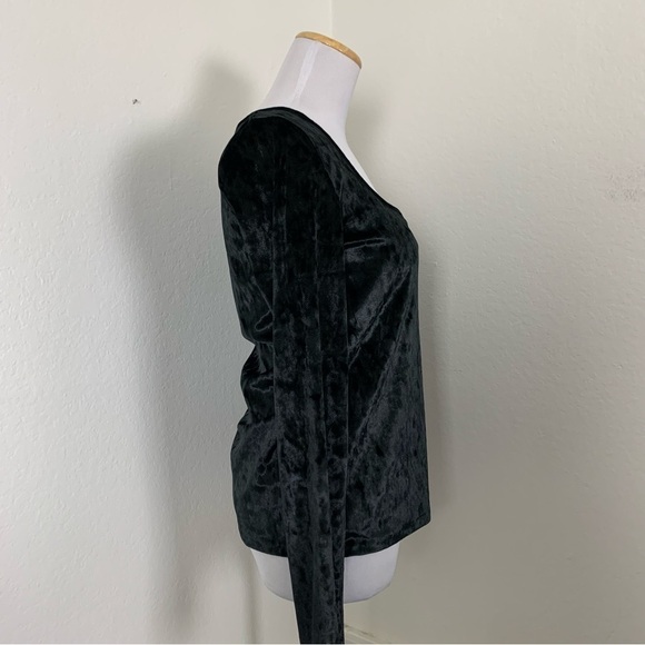 Vince Crushed Velvet Square Neck Top Womens M Black Romantic Velour Witchy Goth - Picture 15 of 16